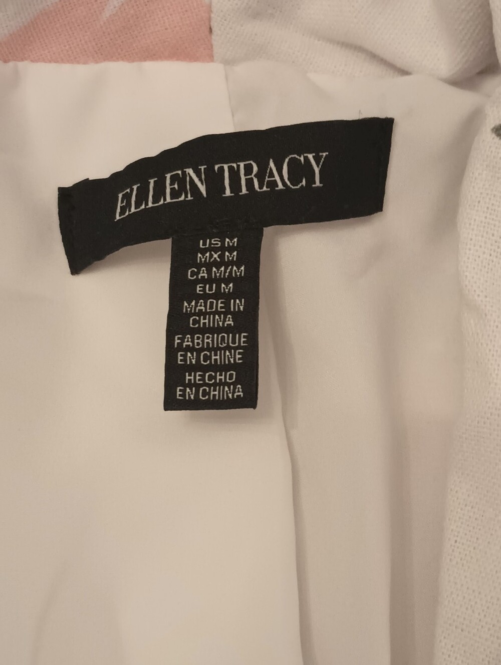 Ellen Tracy Floral Tie-Sleeve Blazer Jacket Linen White with Pink & Olive M - Picture 2 of 9